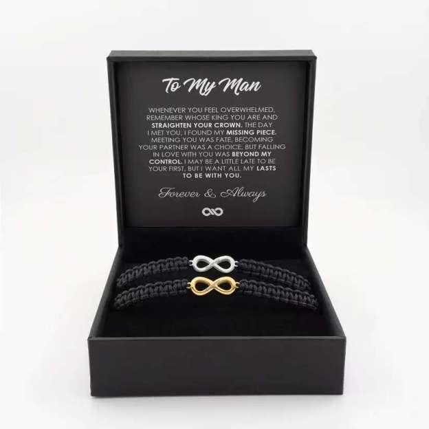 "Linked for Life"Personalized Couple's Bracelet Set