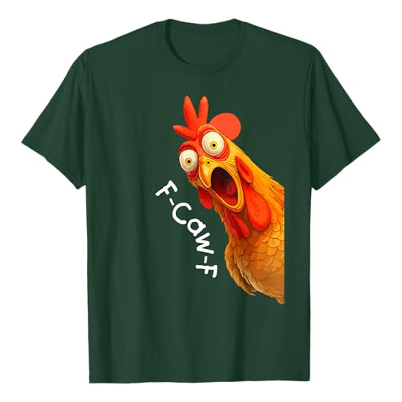 Cotton short-sleeved shirt with rooster print