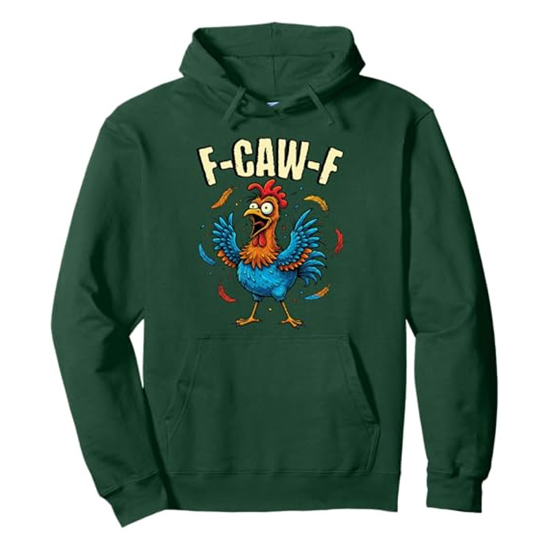 Funny rooster print sweatshirt with hood