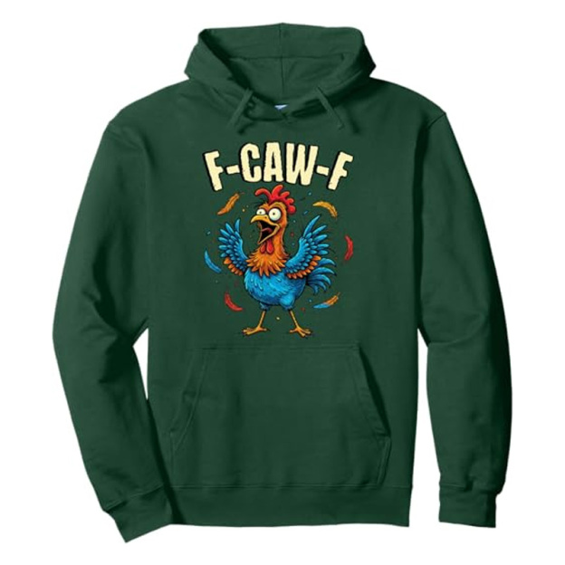 Funny rooster print sweatshirt with hood