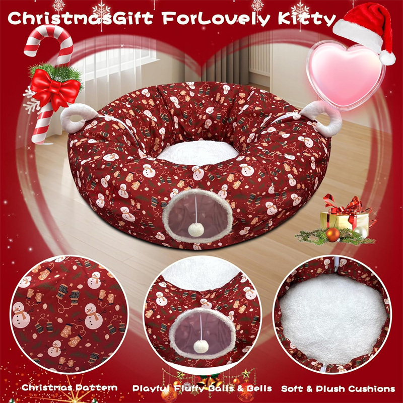 New Christmas Foldable Pet Tunnel