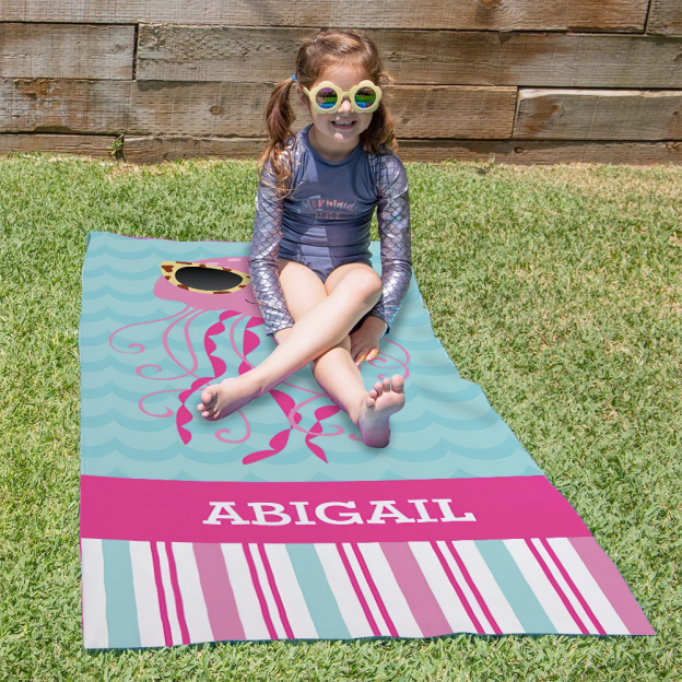 Cute personalized kids towels perfect for summer and the beach