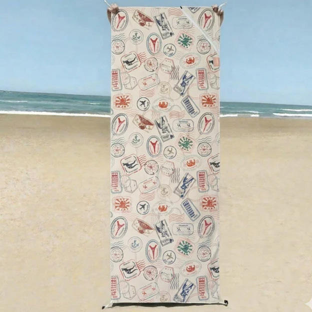 Portable beach towel with pocket