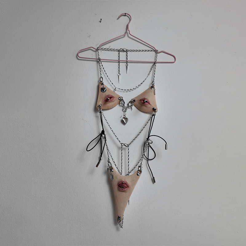 Gothic-style tassel lip-shaped lingerie