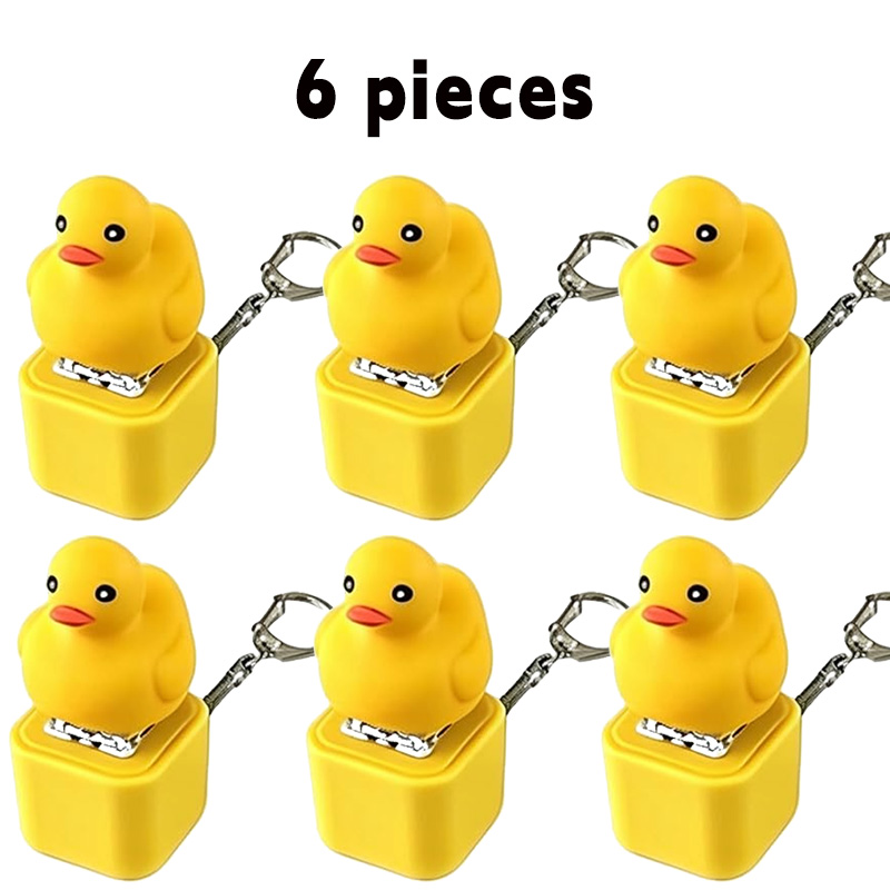 Little Yellow Duck Shaped Stress Relief Button Keychain
