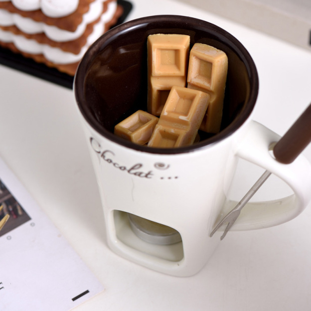 Ceramic chocolate cup with candle holder