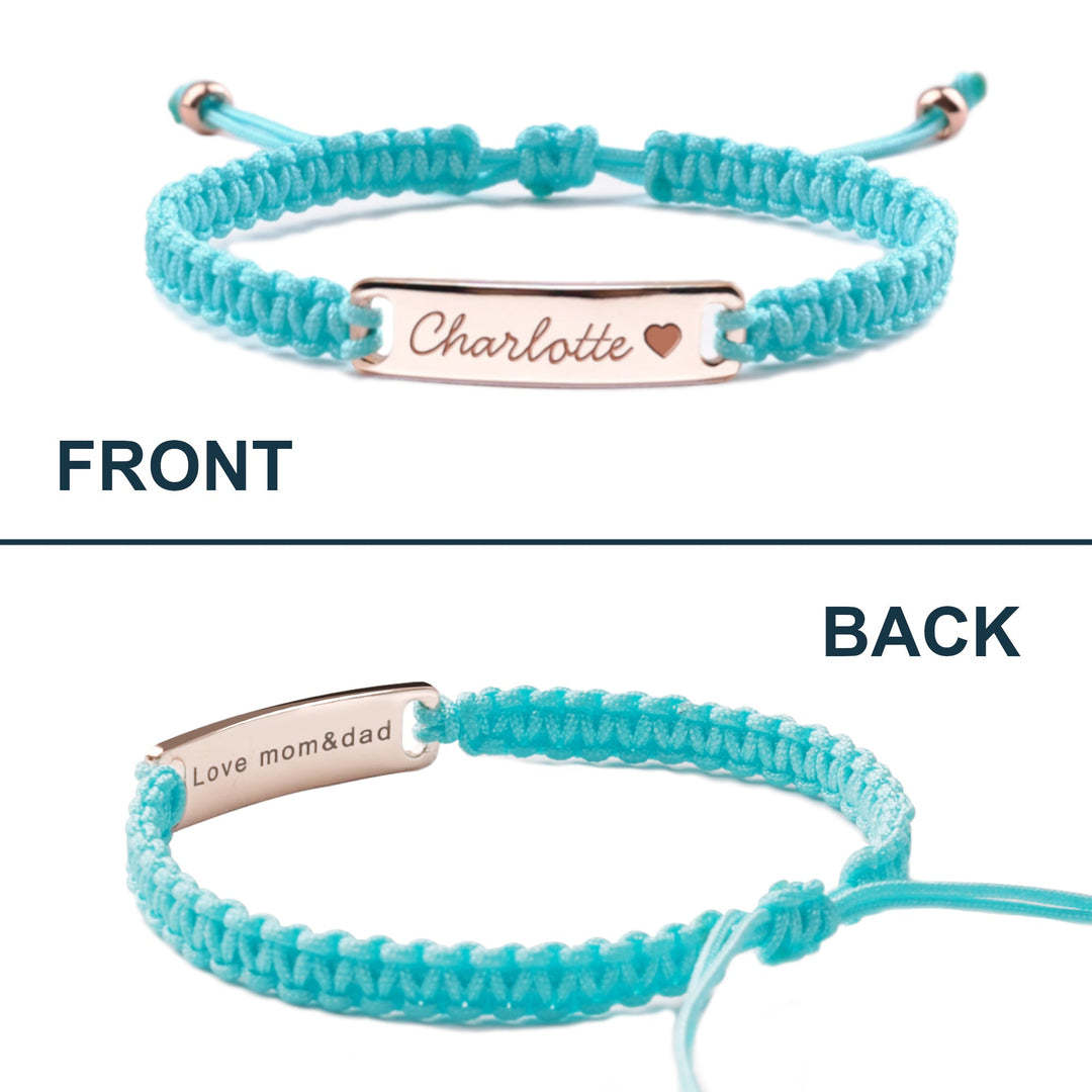 Personalized Hand-Woven Cord Children's Identity Bracelet