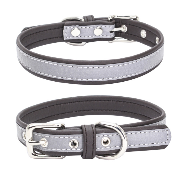 Reflective Pet Leather Collar Anti-Lost