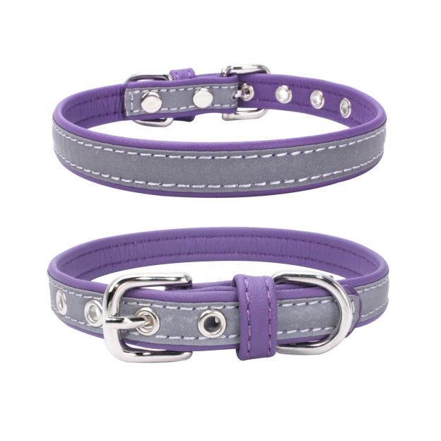 Reflective Pet Leather Collar Anti-Lost