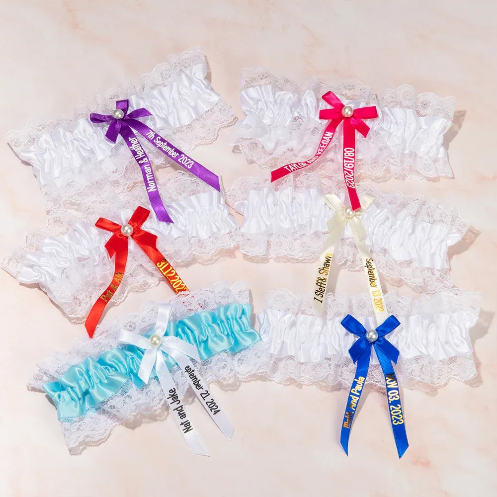 Stretch Pearl Lace Bow Garter