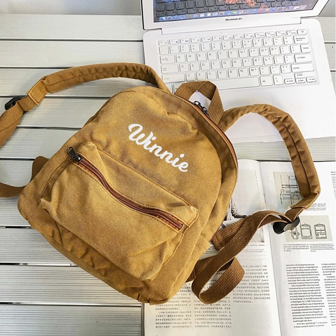 Personalized Embroidery Kid Canvas Backpack