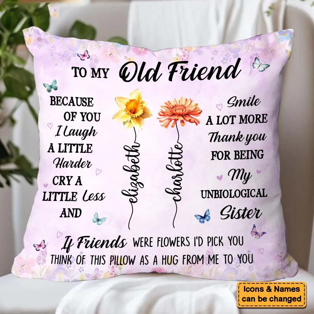 Personalized Friends Birth Flowers Pillow 
