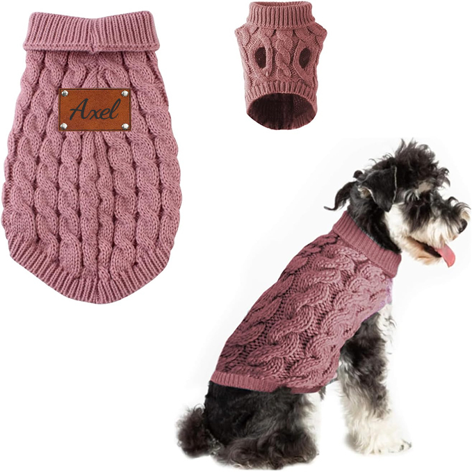 Personalised Name Leather Patch Pet Sweater