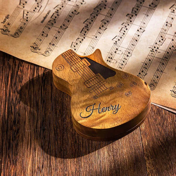 Personalized guitar pick with storage box