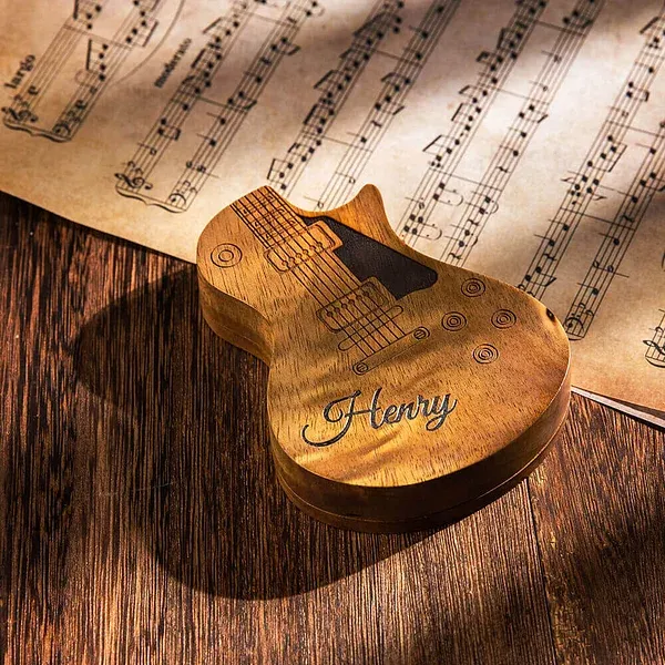 Personalized guitar pick with storage box