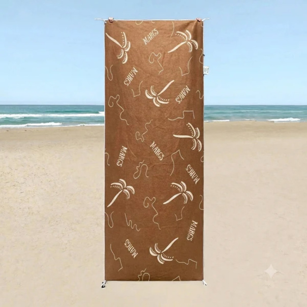 Portable beach towel with pocket