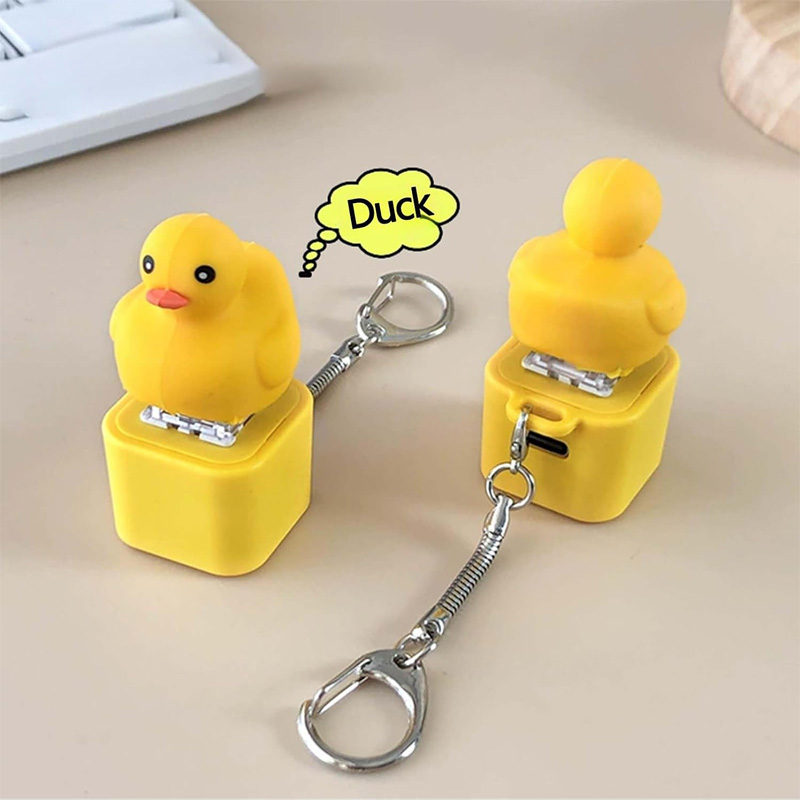 Little Yellow Duck Shaped Stress Relief Button Keychain