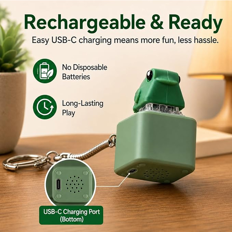 Frog-shaped stress-relieving button keychain