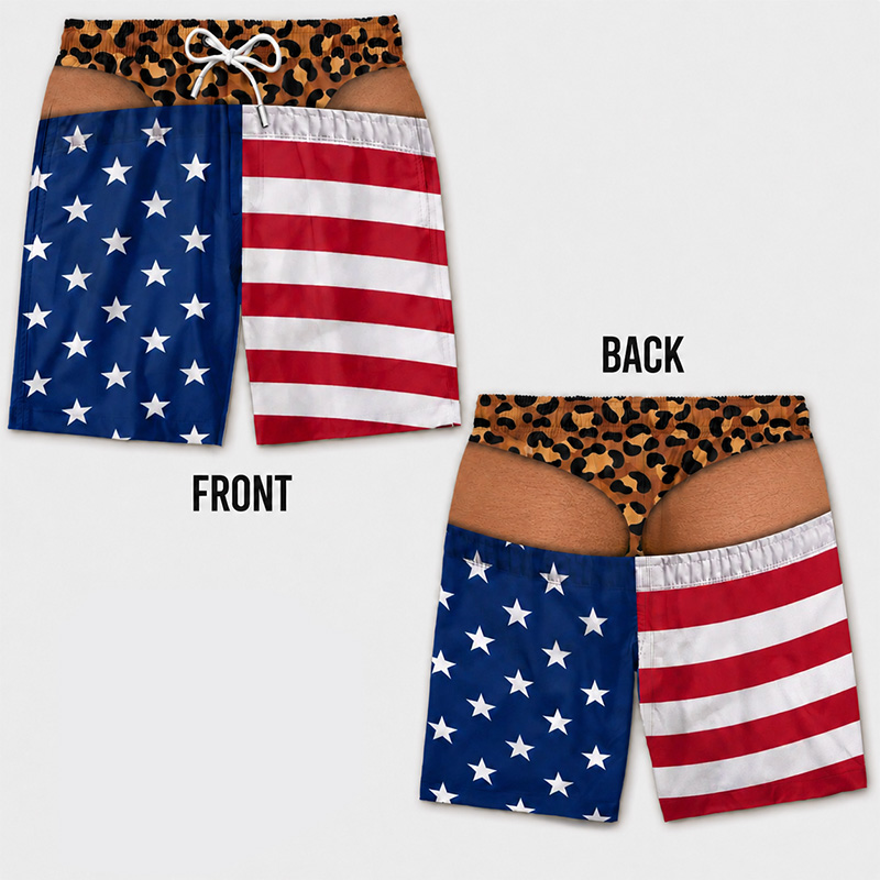Quirky Visual Print Beach Shorts