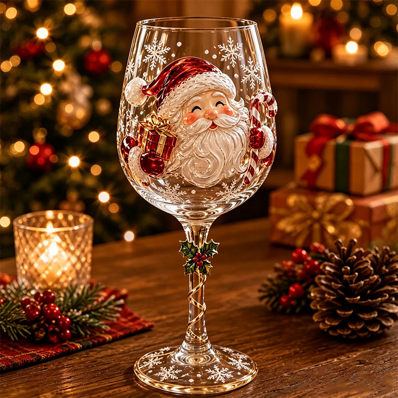 Christmas-themed wine glass series