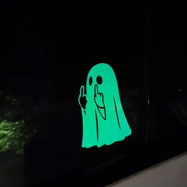 Halloween ghost face green eyes bat ghost luminous sticker