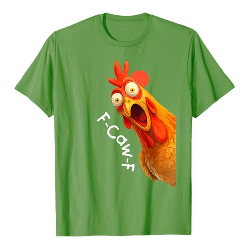 Cotton short-sleeved shirt with rooster print