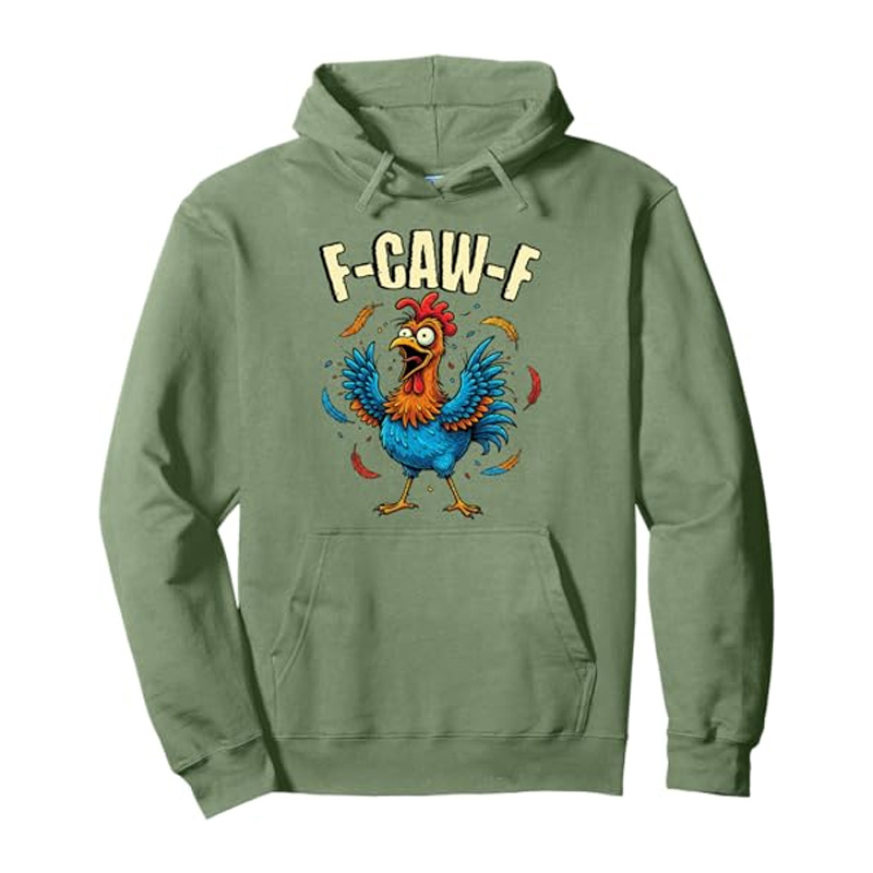 Funny rooster print sweatshirt with hood