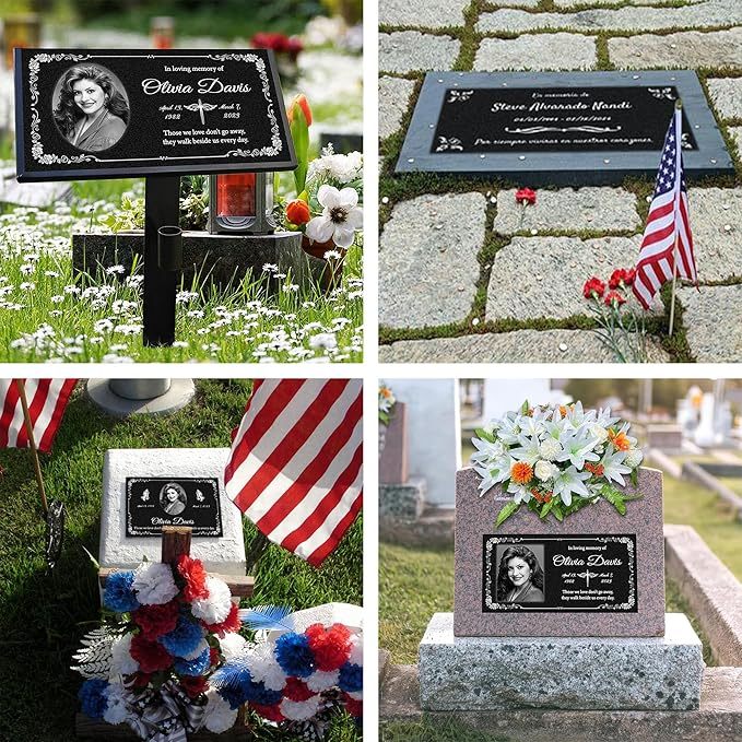 Outdoor Personalized Memorial Plaques, Memorial Garden Stones, Cemetery Tomb Decorations (Pets)