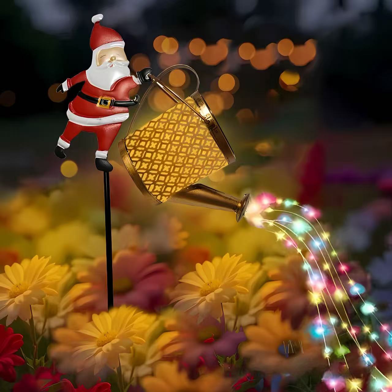 New Santa Claus Watering Can Lamp Ornament