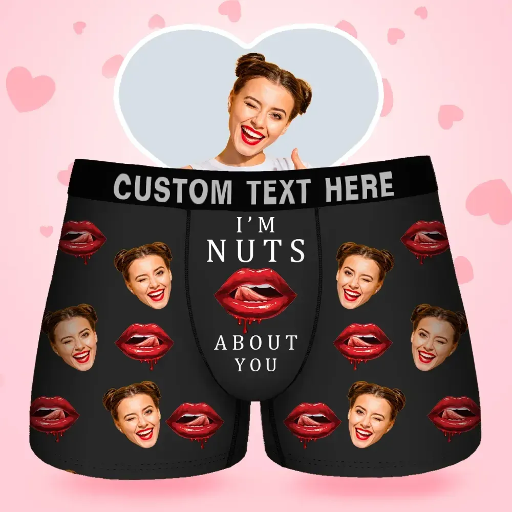 Custom Face Men's Boxer I'M Nuts About You For Boyfriend Style Underwe