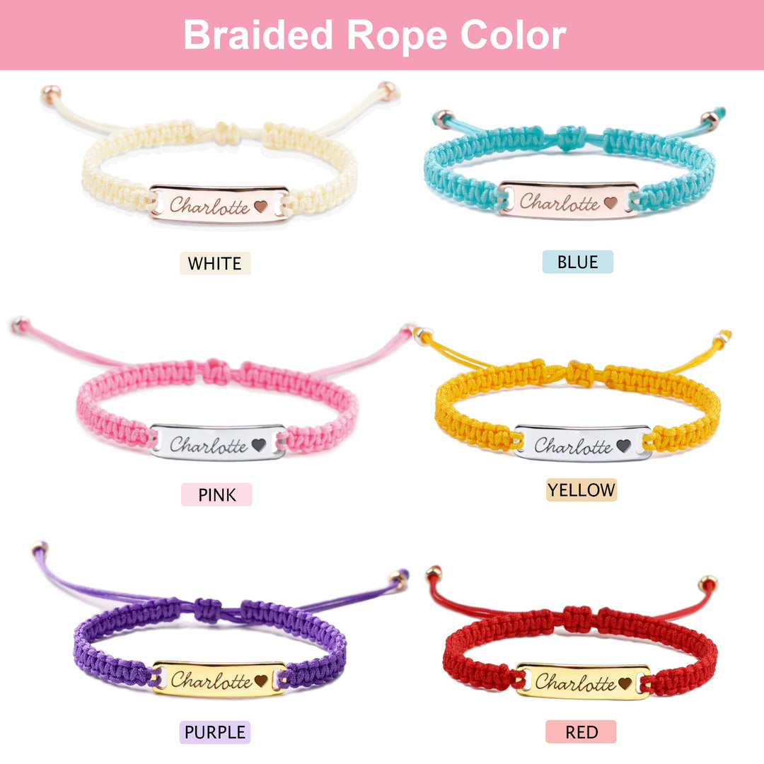 Personalized Hand-Woven Cord Children's Identity Bracelet