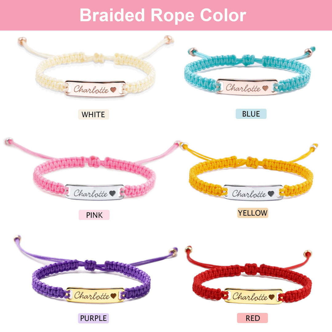 Personalized Hand-Woven Cord Children's Identity Bracelet