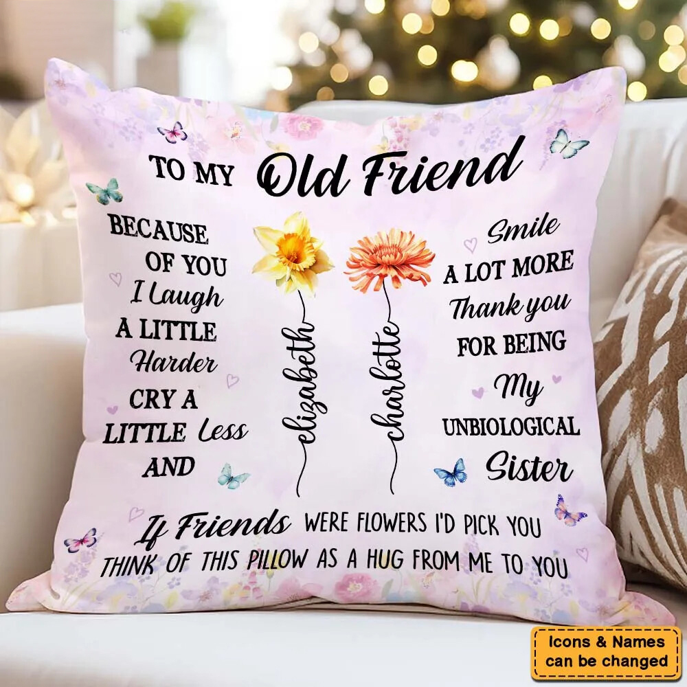Personalized Friends Birth Flowers Pillow 