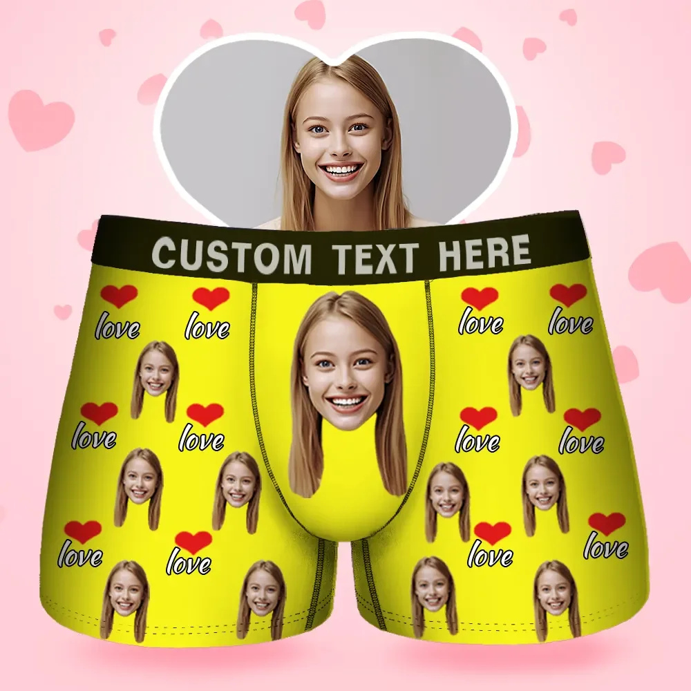 Father's Day Gifts Custom Face Men's BoxerLove Red Heart Style Underwe