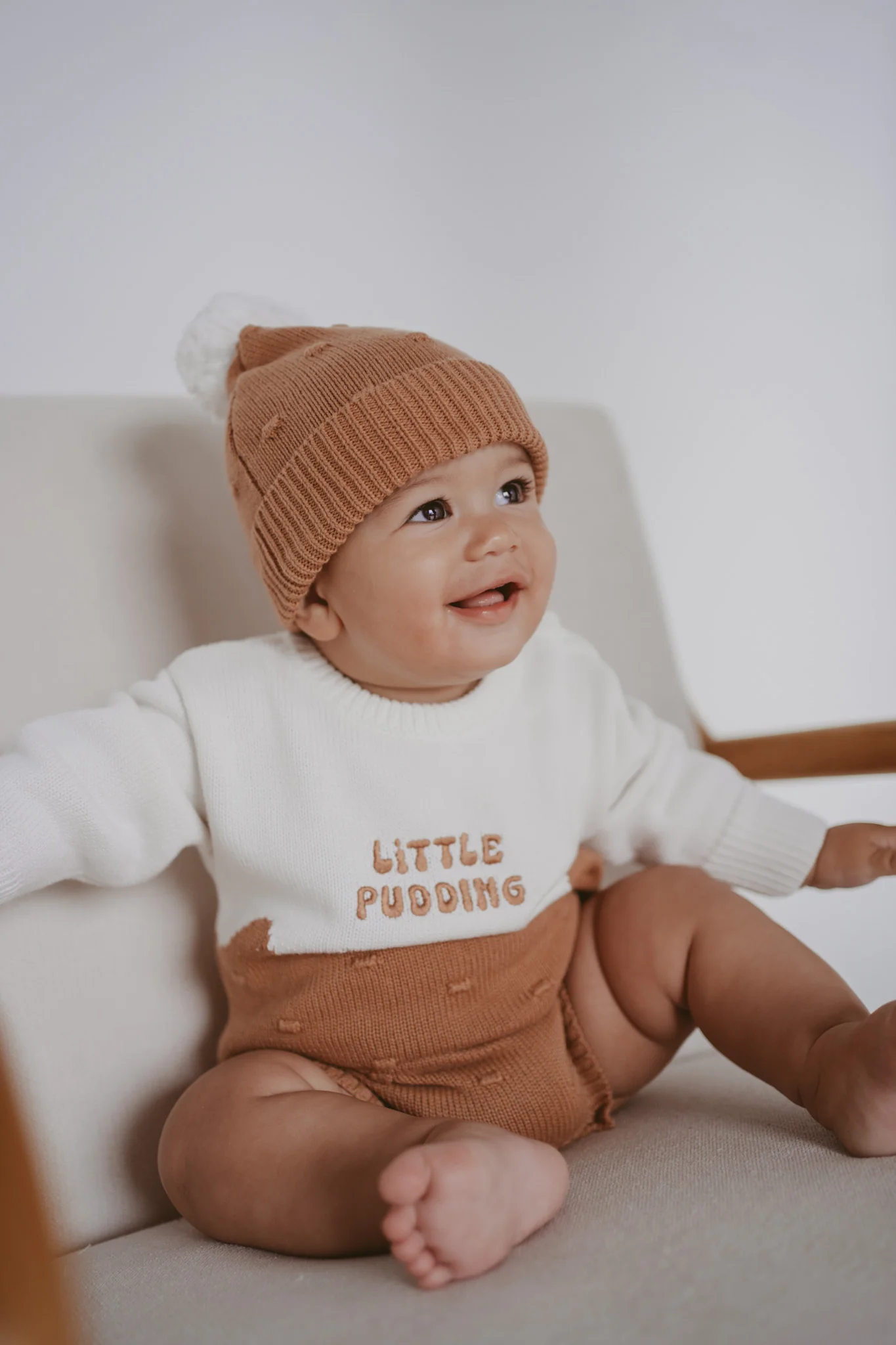 'Little Pudding' Long Sleeve Knit Romper