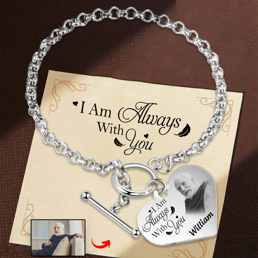 Personalized Heart Bracelet I'm Always With You - Memorial Gift For Fa