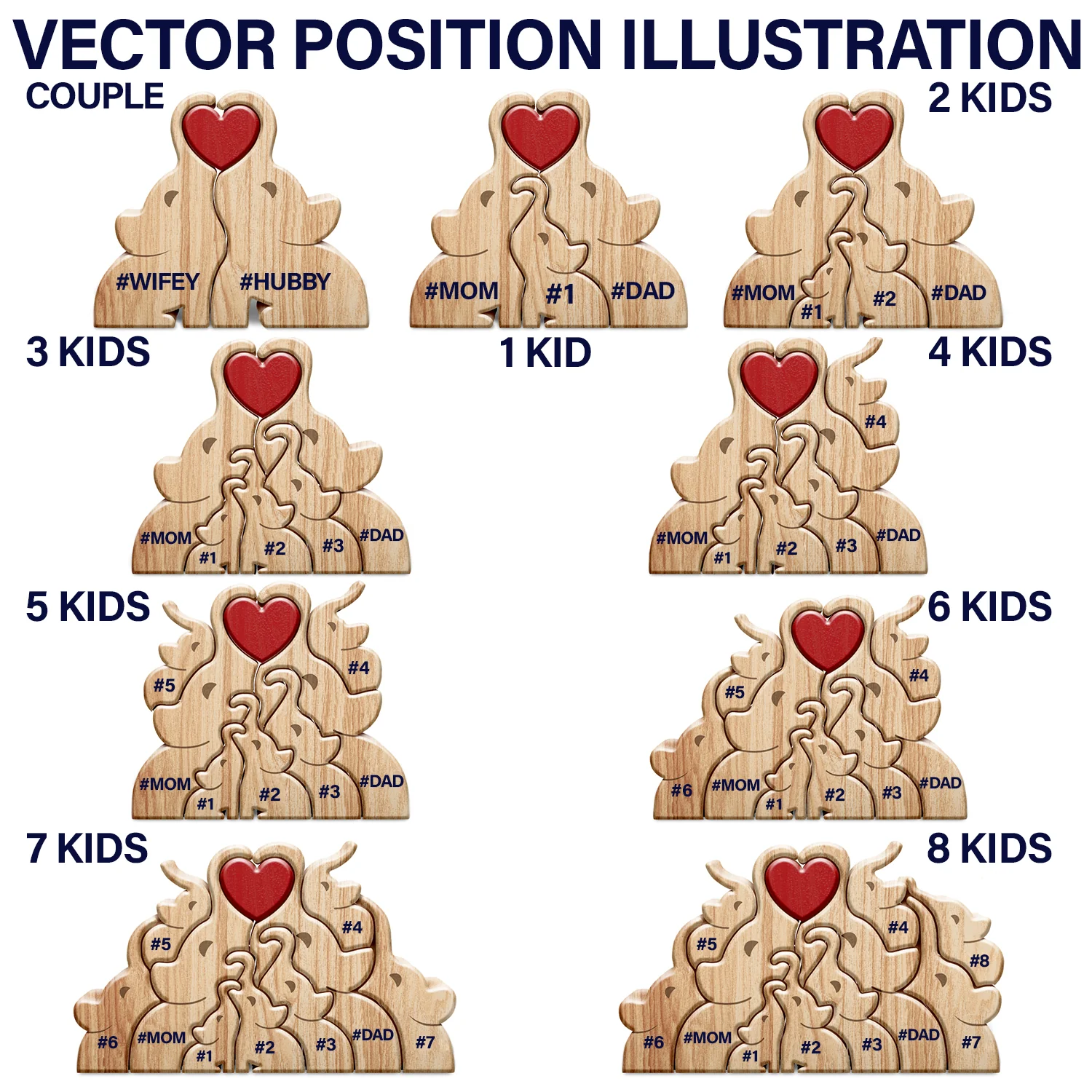 Love Elephant Family - Gift For Mother, Father, Family - Personalized Custom Shaped Wooden Puzzle