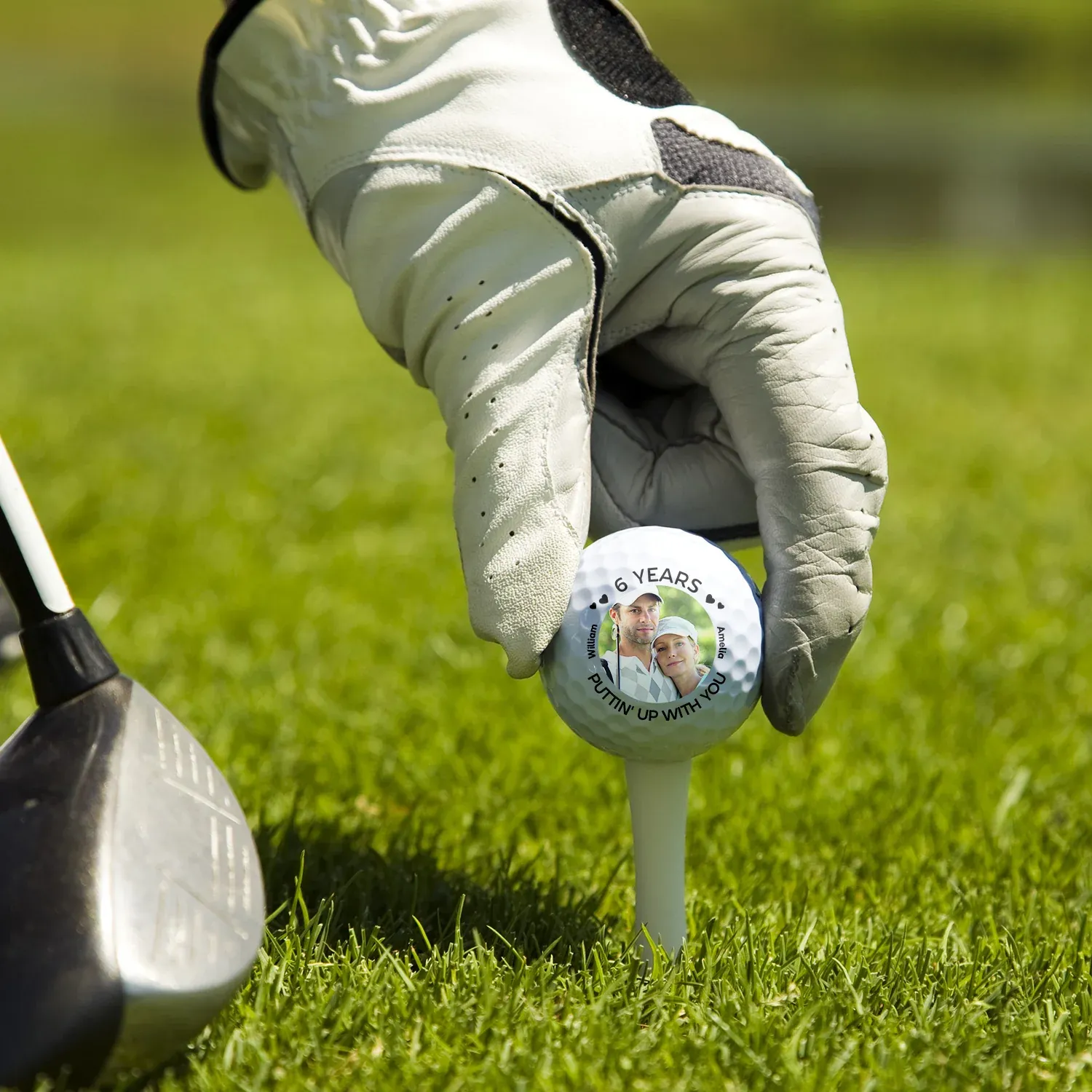 Custom Photo Puttin' Up With You - Gift For Golf Lover, Golfer, Husband, Couples - Personalized Golf Ball