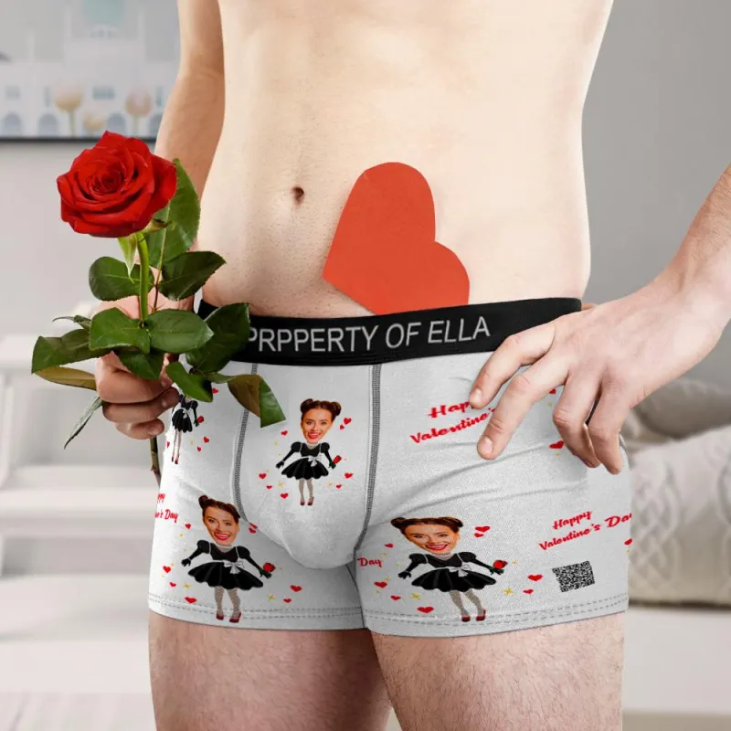 Custom Photo Boxer Men's Heart Face Underwear Couple Gifts AR View