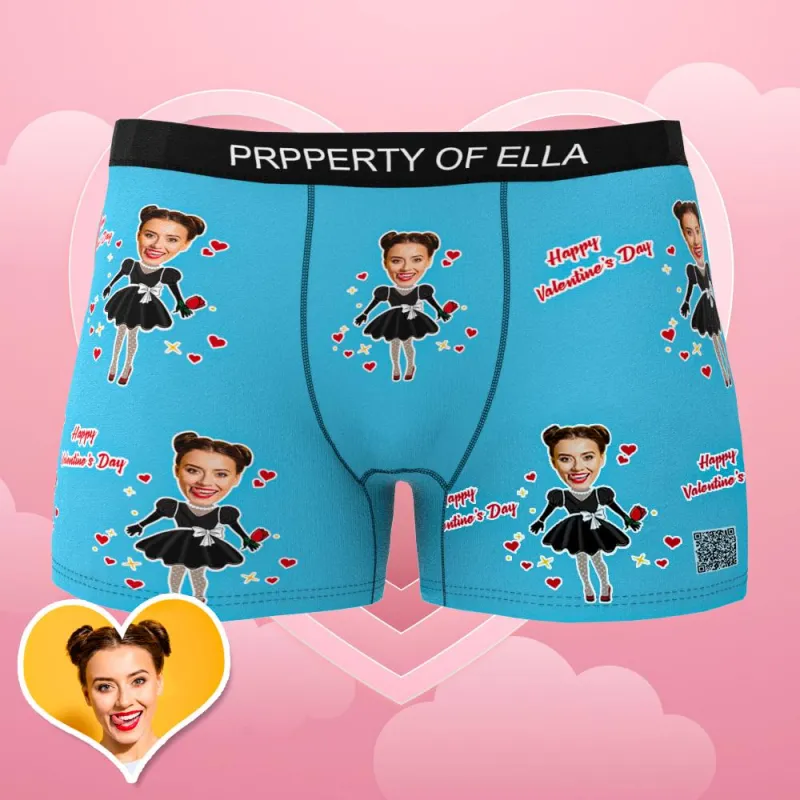 Custom Photo Boxer Men's Heart Face Underwear Couple Gifts AR View