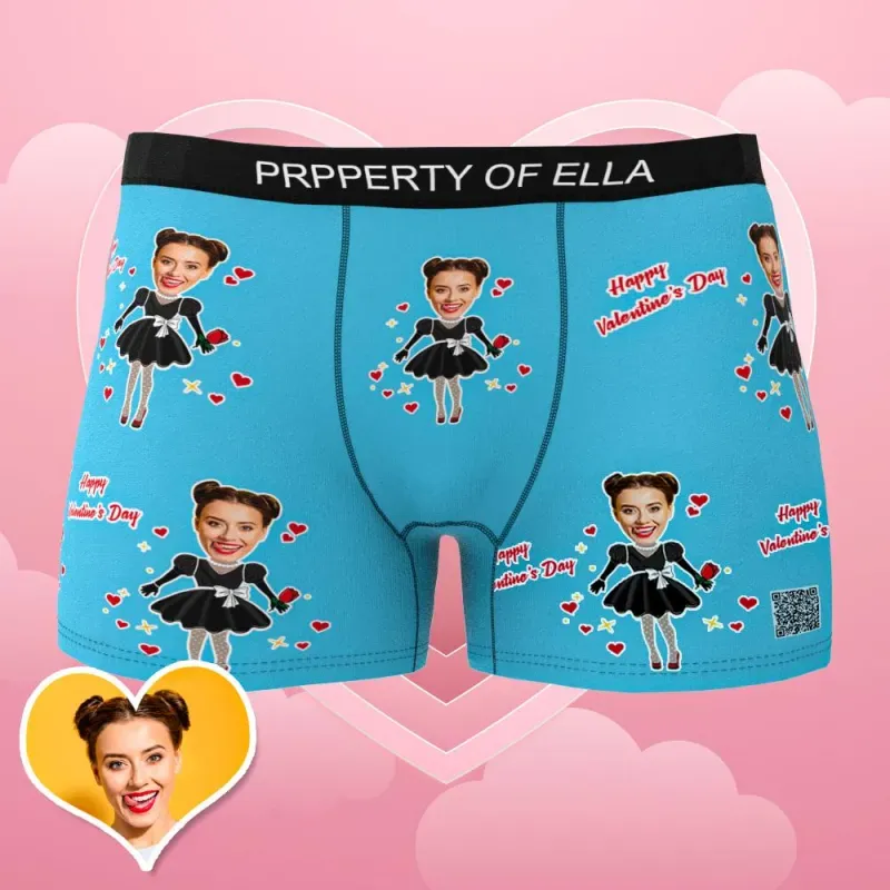 Custom Photo Boxer Men's Heart Face Underwear Couple Gifts AR View