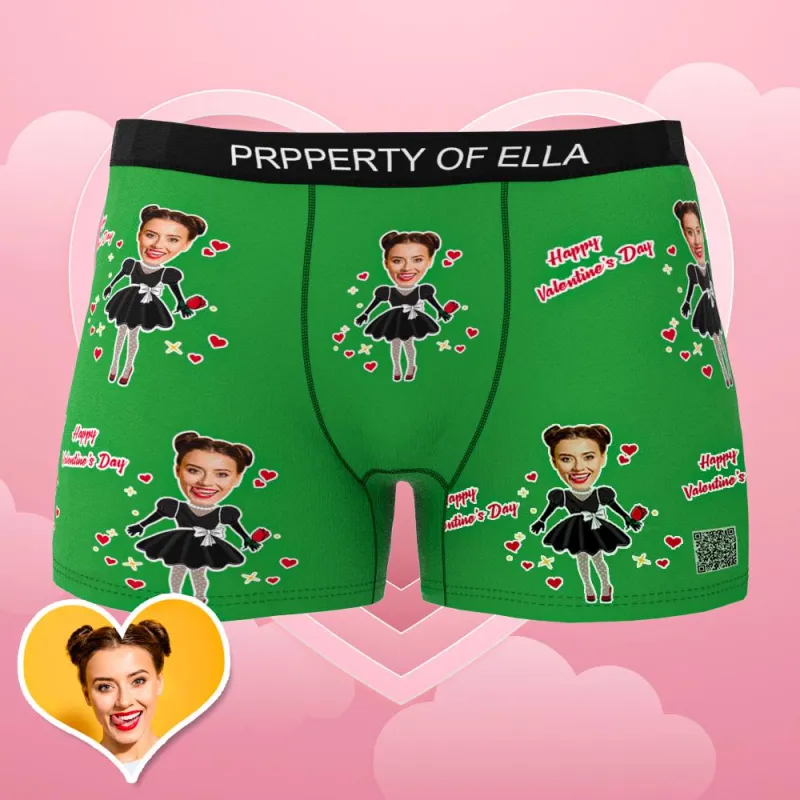 Custom Photo Boxer Men's Heart Face Underwear Couple Gifts AR View