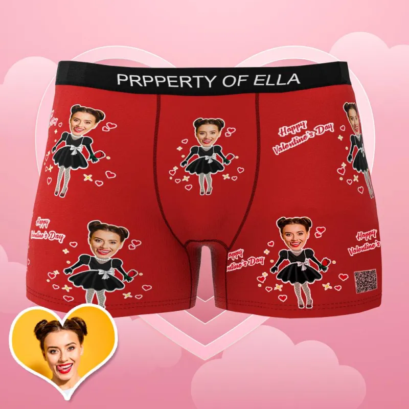 Custom Photo Boxer Men's Heart Face Underwear Couple Gifts AR View
