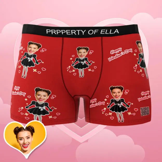 Custom Photo Boxer Men's Heart Face Underwear Couple Gifts AR View