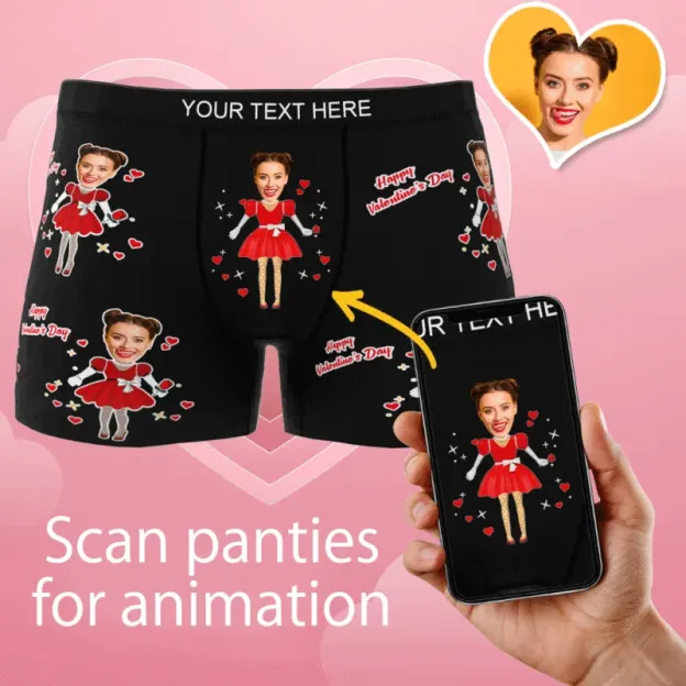 Custom Photo Boxer Men's Heart Face Underwear Couple Gifts AR View