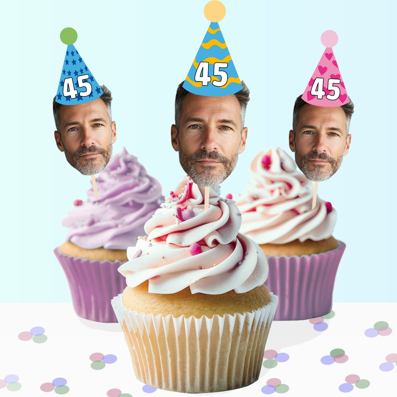 Personalised Party Hat Cake Toppers