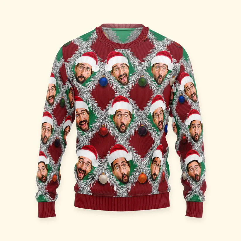 Family Funny Faces - Personalized Photo Ugly Sweater