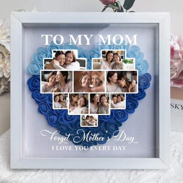 Mom Gift I Love You Every Day - Personalized Flower Shadow Box