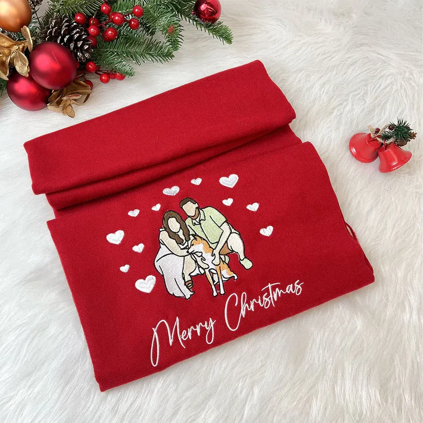 Personalized Photo Embroidered Couple Scarf