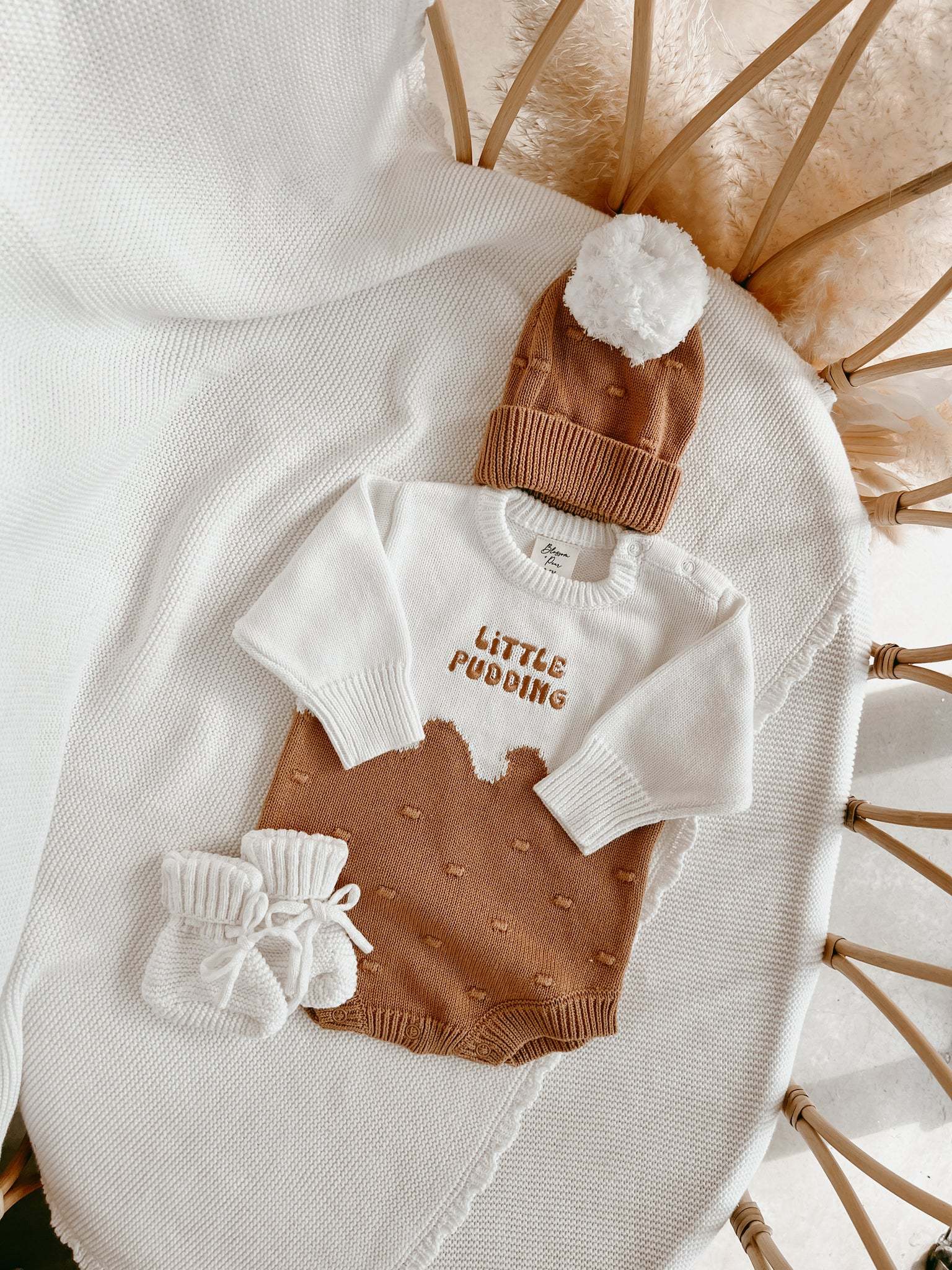 'Little Pudding' Long Sleeve Knit Romper